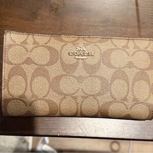 Coach Signature Tan and Brown Clutch